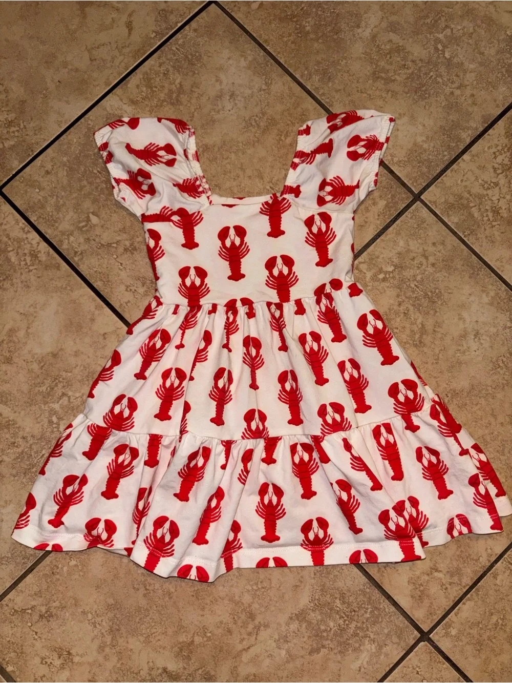Monica + Andy Lobster Print Baby Romper - Red on Cream (18-24M)